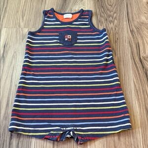 Y2K Carter's Navy Striped Romper with Tiny Pocket